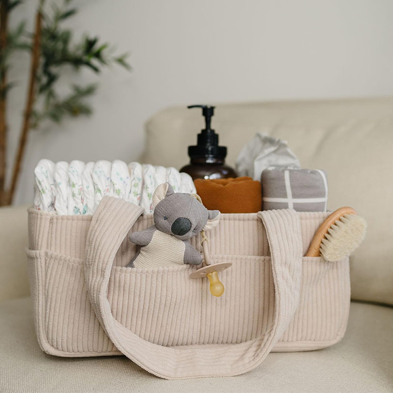 Baby Nursery Shelves - Large Capacity Foldable Corduroy Baby Nappy