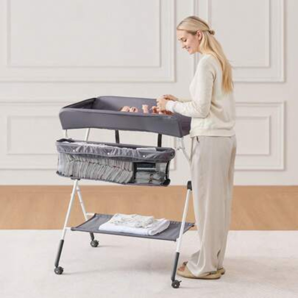 Baby Nursery Shelves - Foldable Baby Changing Table with Side