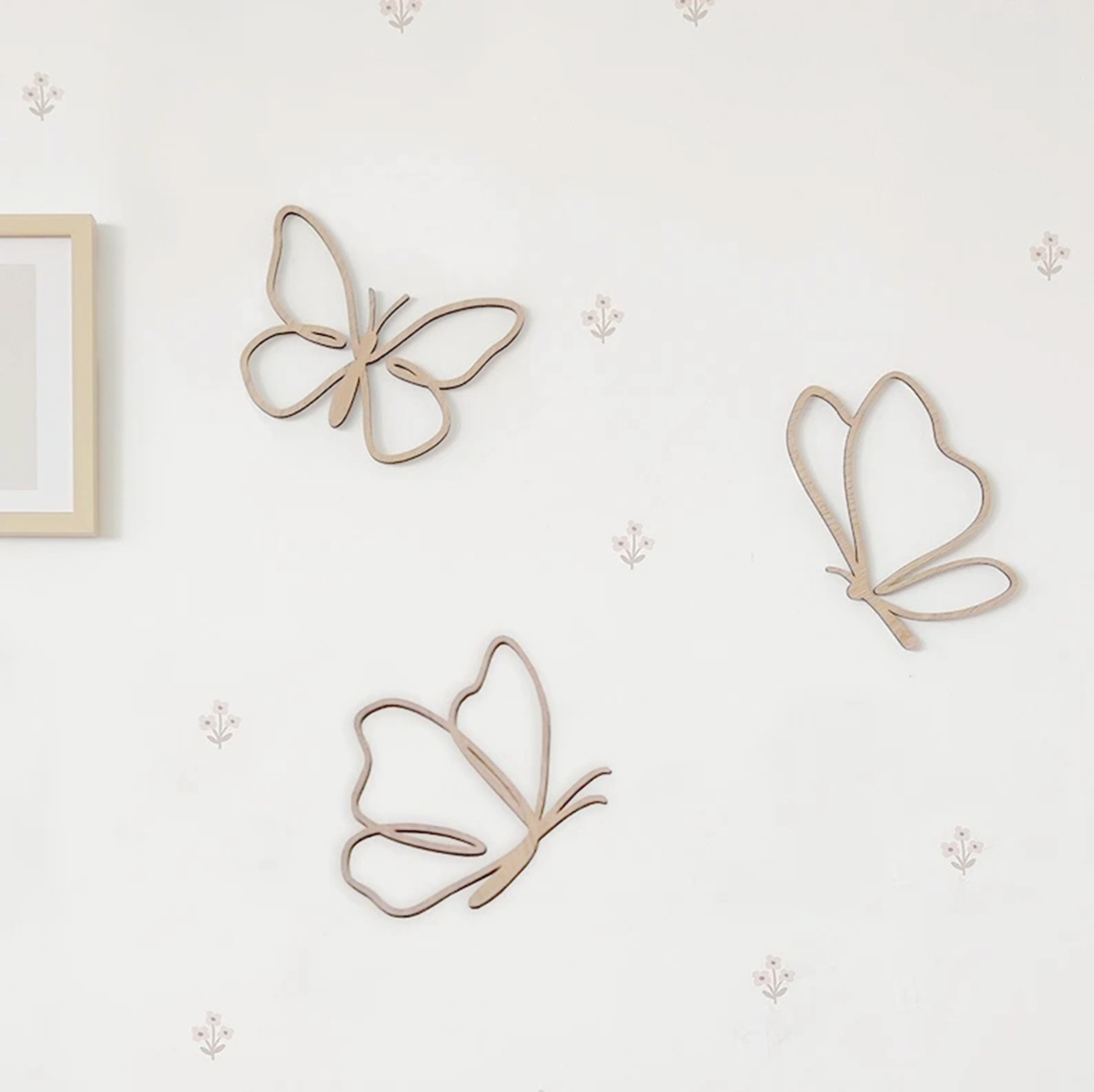 Baby Nursery Ornaments - Wooden Butterflies Sign, Wooden Wall Decor,