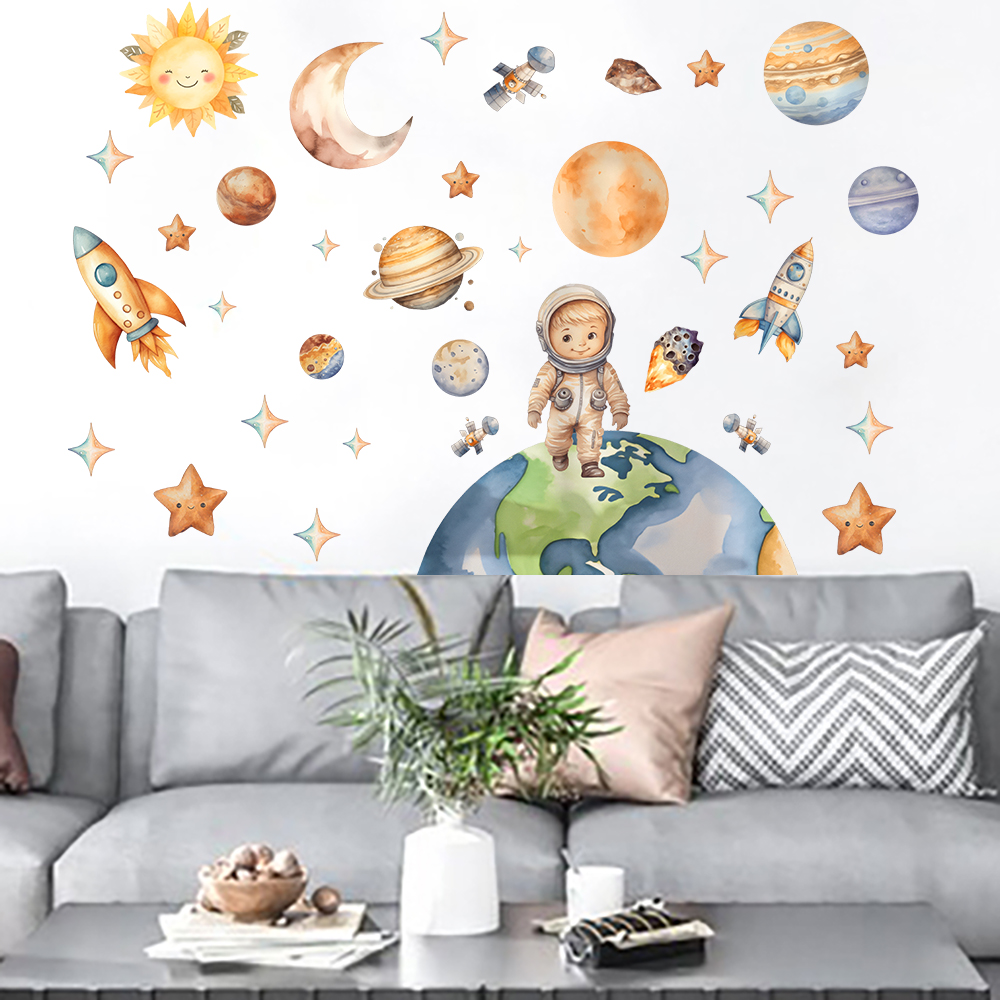 Large Space & Galaxy Rocket As - Baby Nursery Vinyl review and price