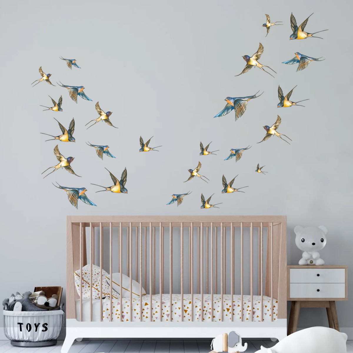 4Pcs Watercolor Multicolor Bir - Baby Nursery Modern review and price