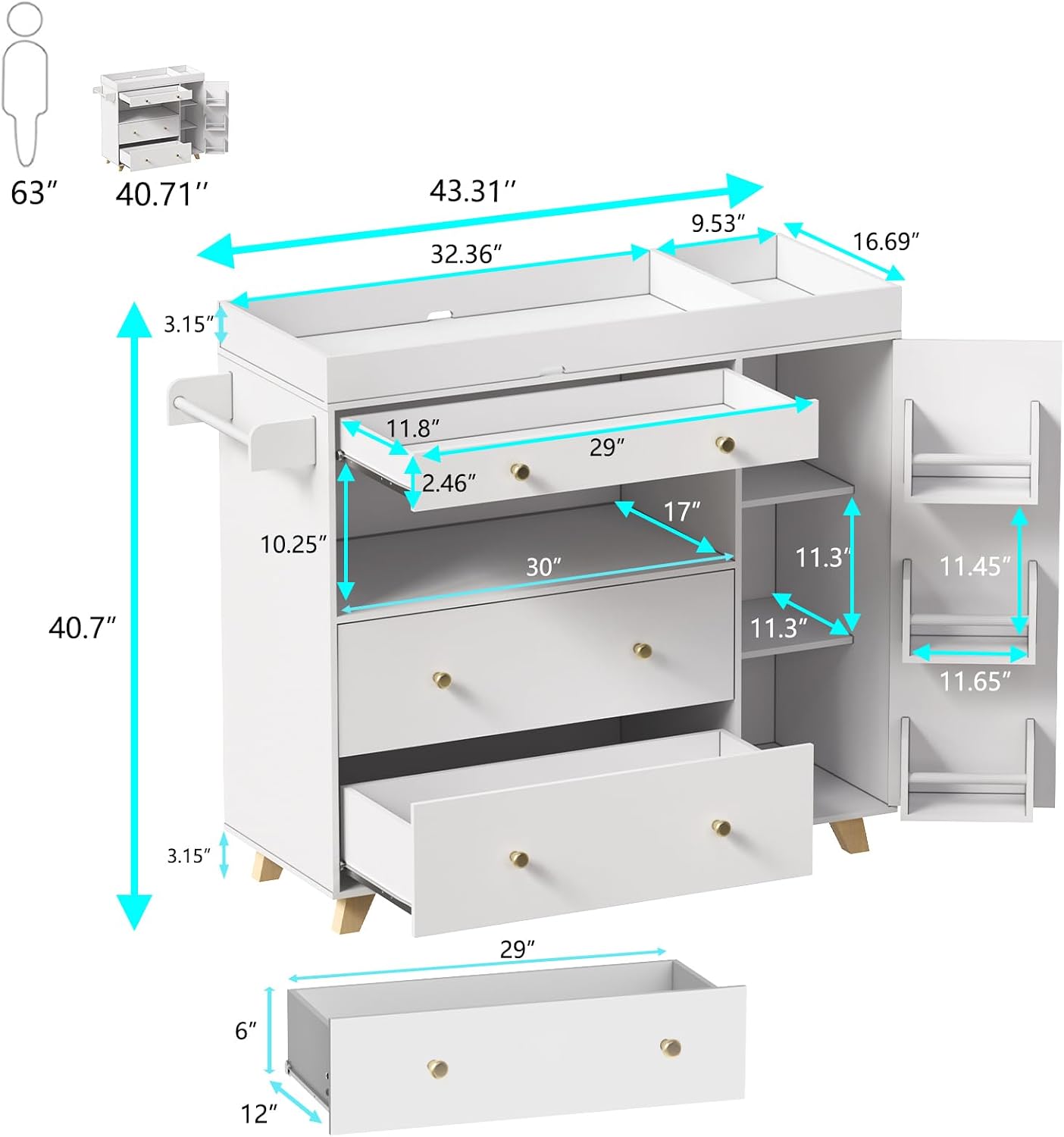 Baby Changing Table, Modern Di - Baby Nursery Shelves review and price