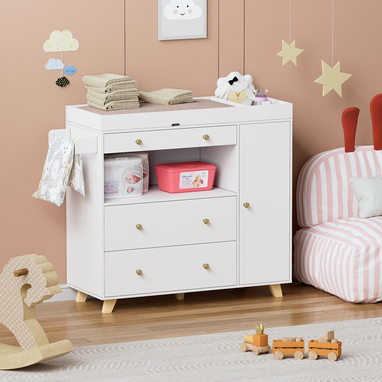 Baby Changing Table, Modern Di - Baby Nursery Shelves review and price