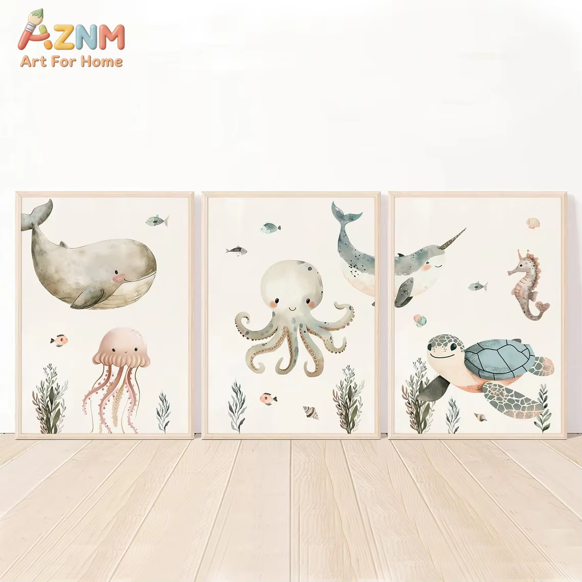 AZNM Watercolor Cute Ocean Ani - Baby Nursery Ocean review and price