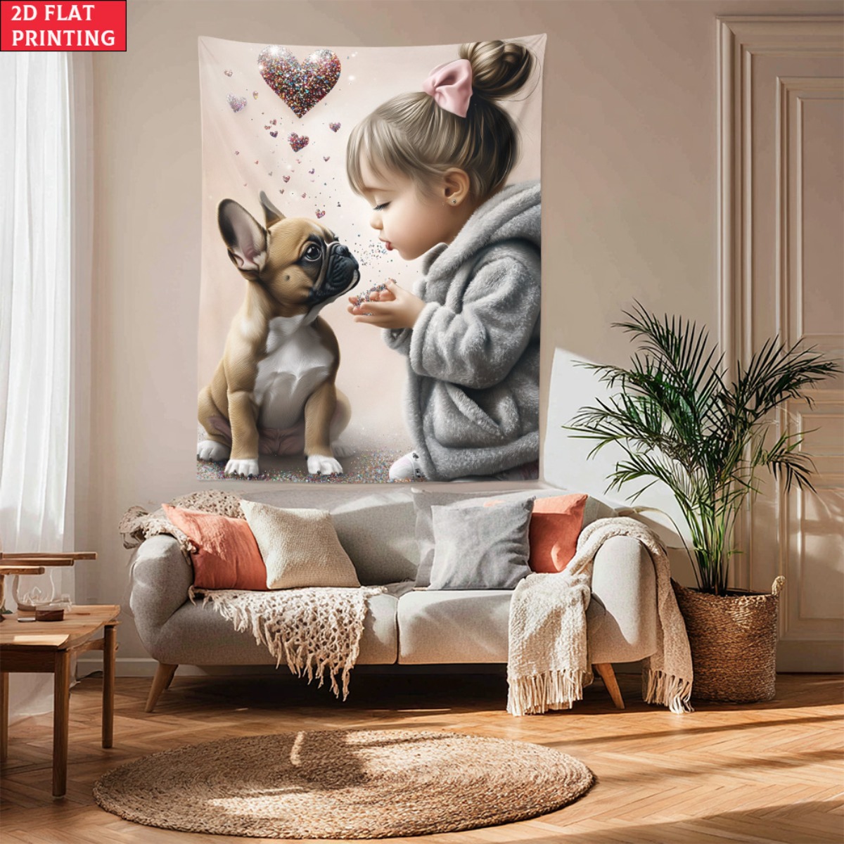 Girl with french bulldog puppy - Baby Nursery Modern review and price