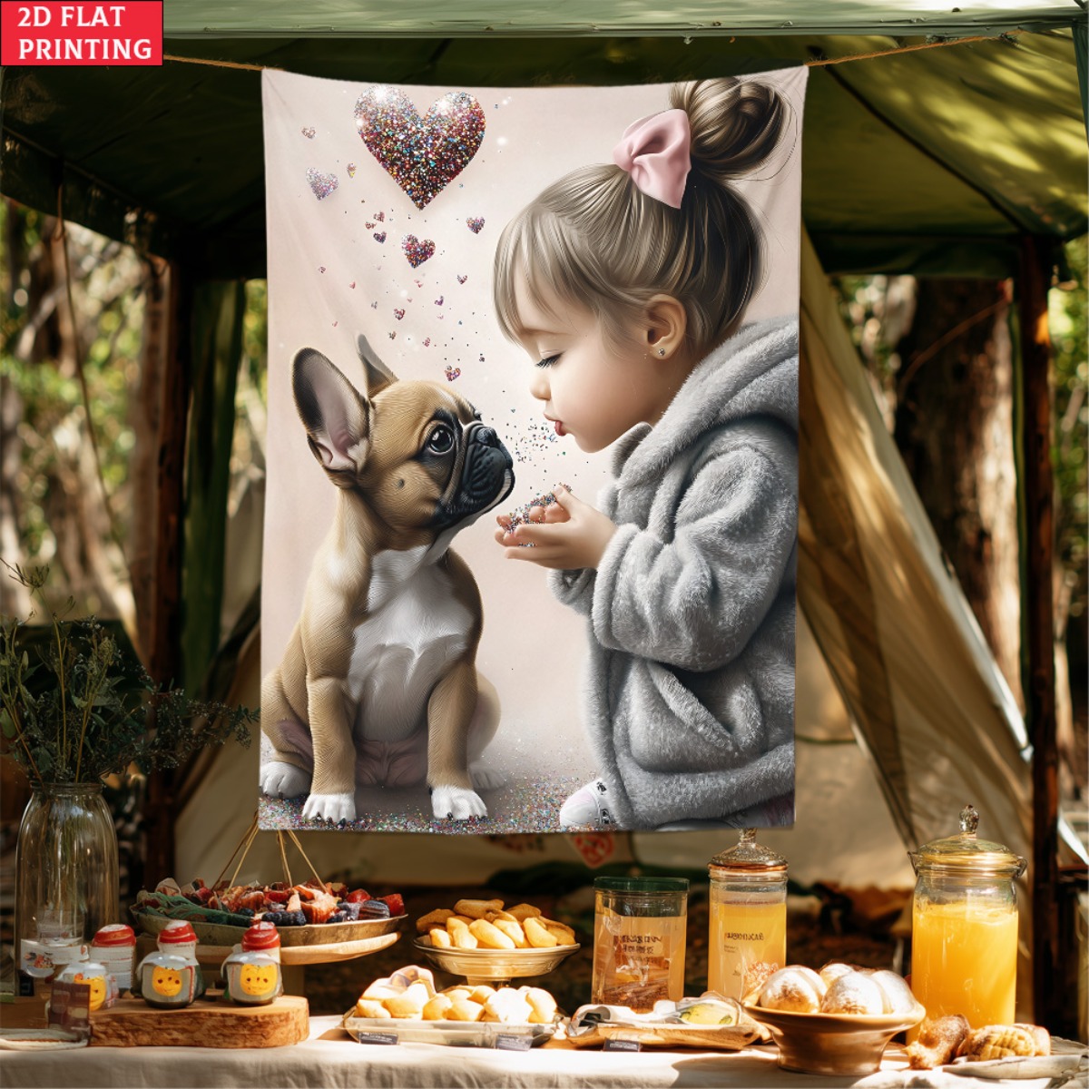 Girl with french bulldog puppy - Baby Nursery Modern review and price