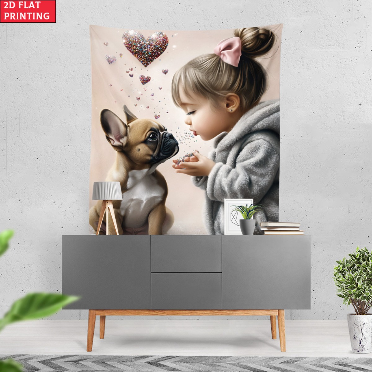 Girl with french bulldog puppy - Baby Nursery Modern review and price
