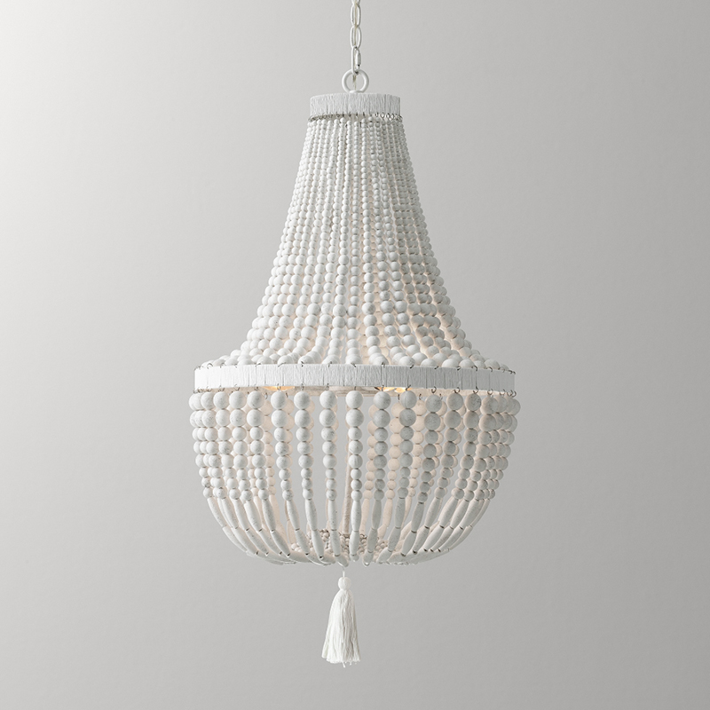 Weathered White wood beads cha - Baby Nursery Chandelier review and price
