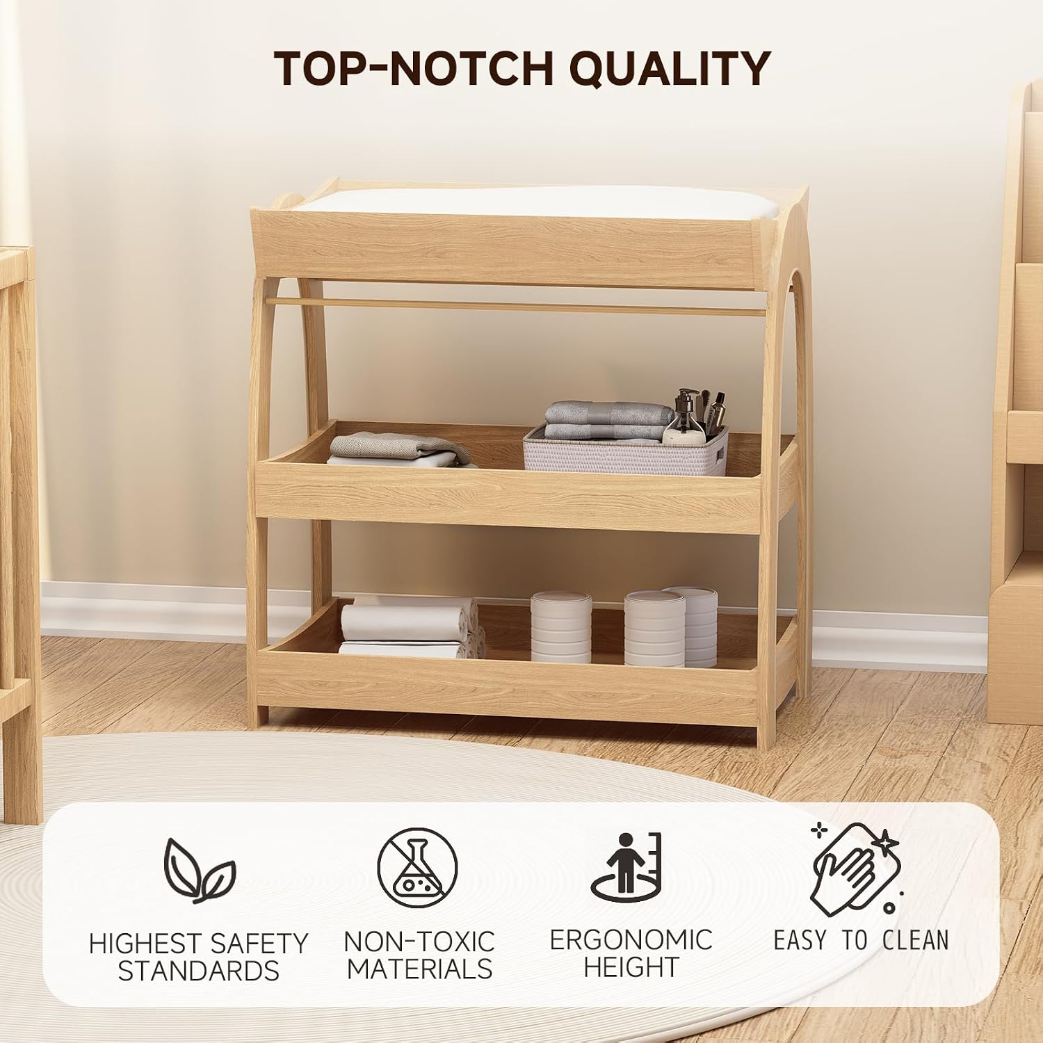 Baby Changing Table, Wood Diap - Baby Nursery Shelves review and price