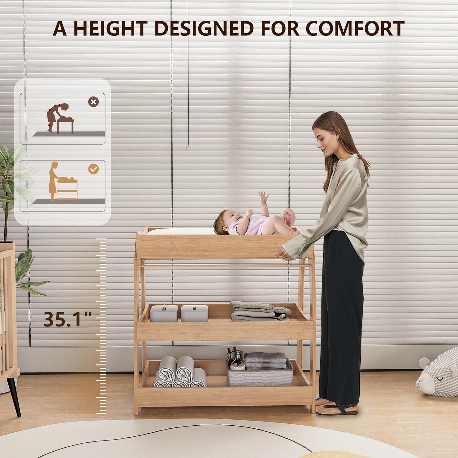Baby Changing Table, Wood Diap - Baby Nursery Shelves review and price