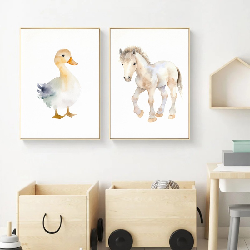 Watercolor Farm Animals Baby H - Baby Nursery Images review and price