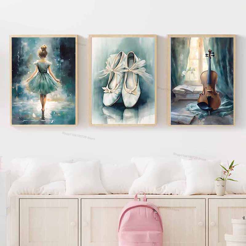 Watercolor Ballet Girl Shoes C - Baby Nursery Modern review and price
