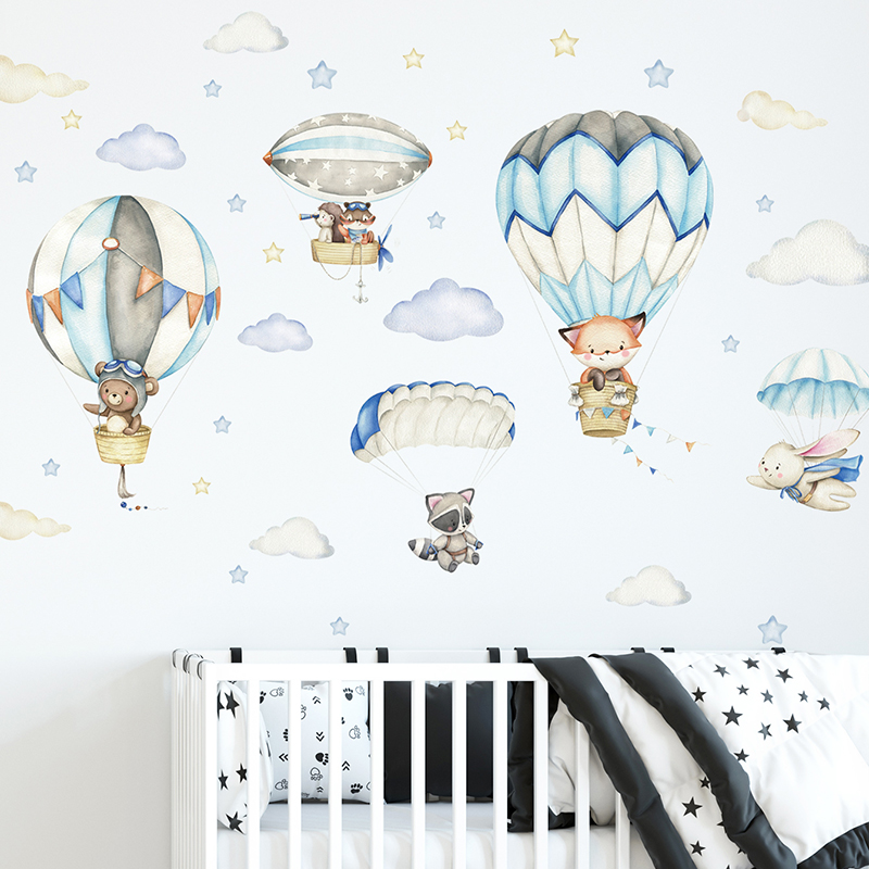 Cartoon Cute Animals Hot Air B - Baby Nursery Hot Air Balloon review and price