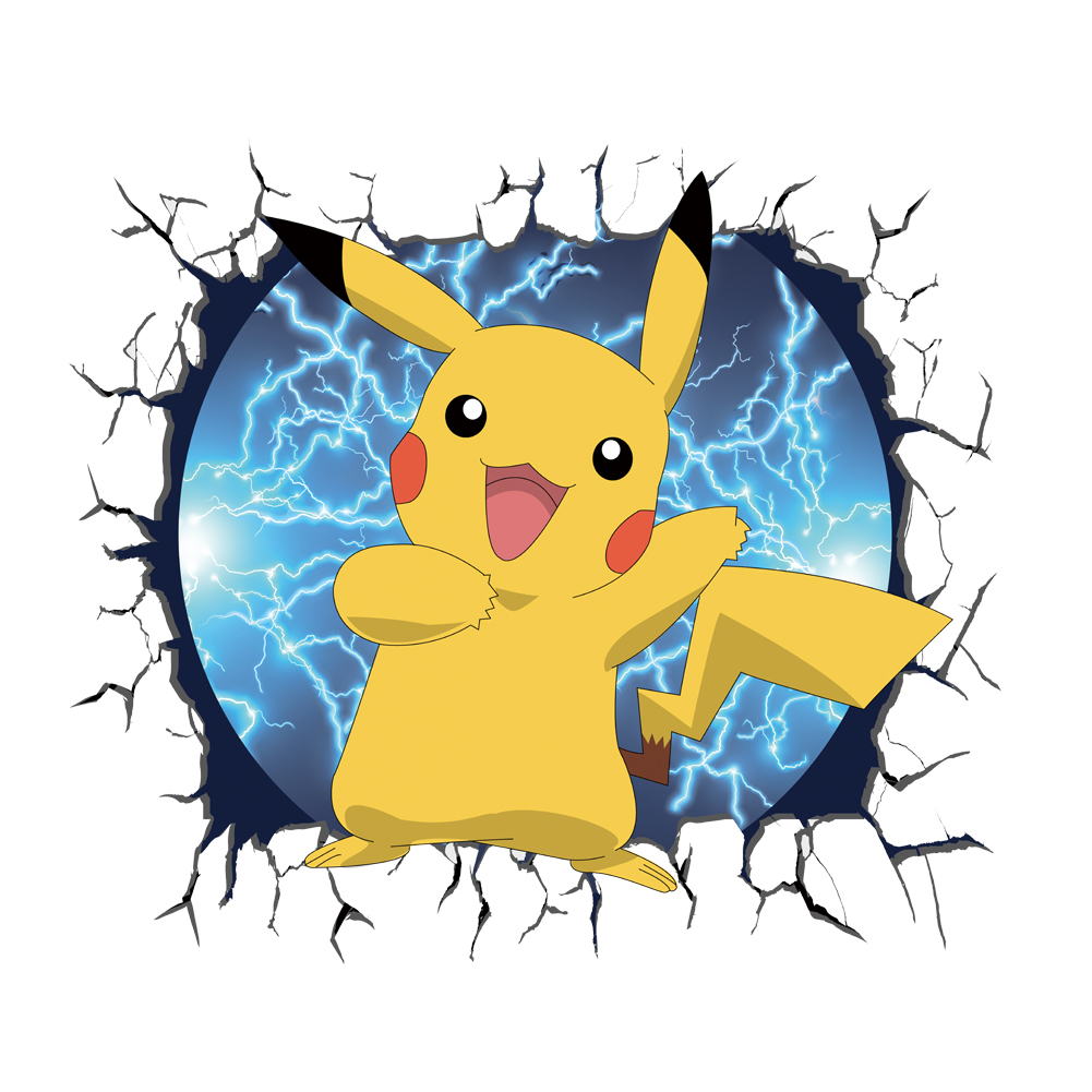 3D Broken Wall Cartoon Pikachu - Baby Nursery Vinyl review and price