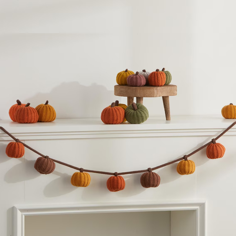 Knit Pumpkin Garland for Mante - Baby Nursery Bookcase review and price