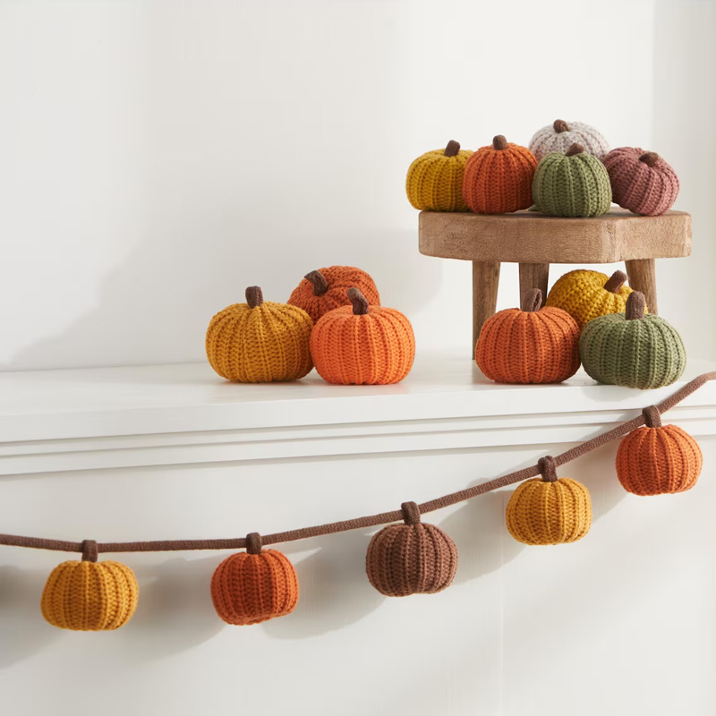 Knit Pumpkin Garland for Mante - Baby Nursery Bookcase review and price