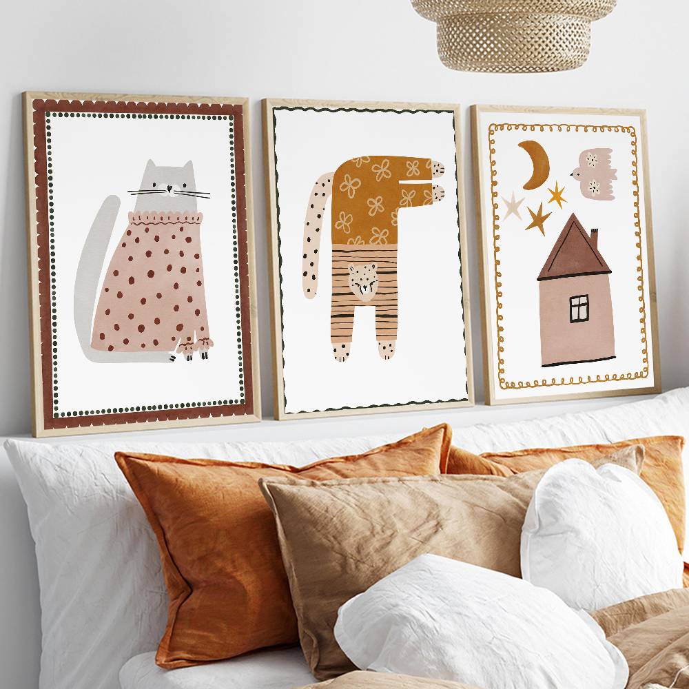 Neutral Boho Kids Poster Cute  - Baby Nursery Wallpaper Neutral review and price