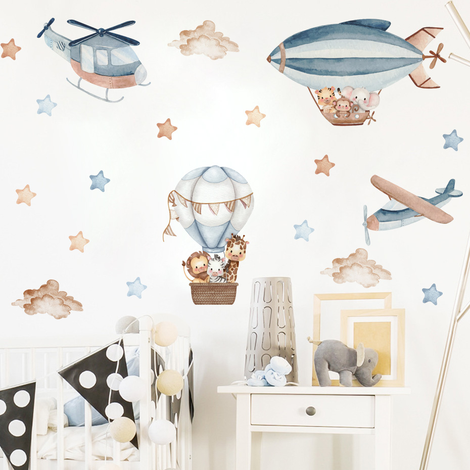 Watercolor Animals Hot Air Bal - Baby Nursery Hot Air Balloon review and price