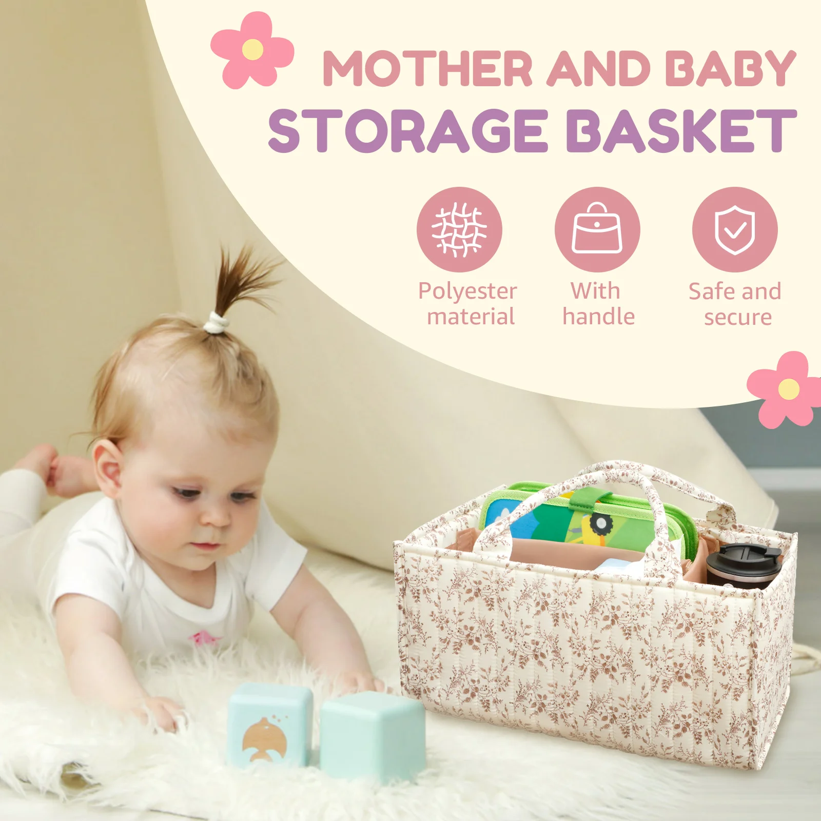 Floral Diaper Caddy Organizer  - Baby Nursery Organiser review and price