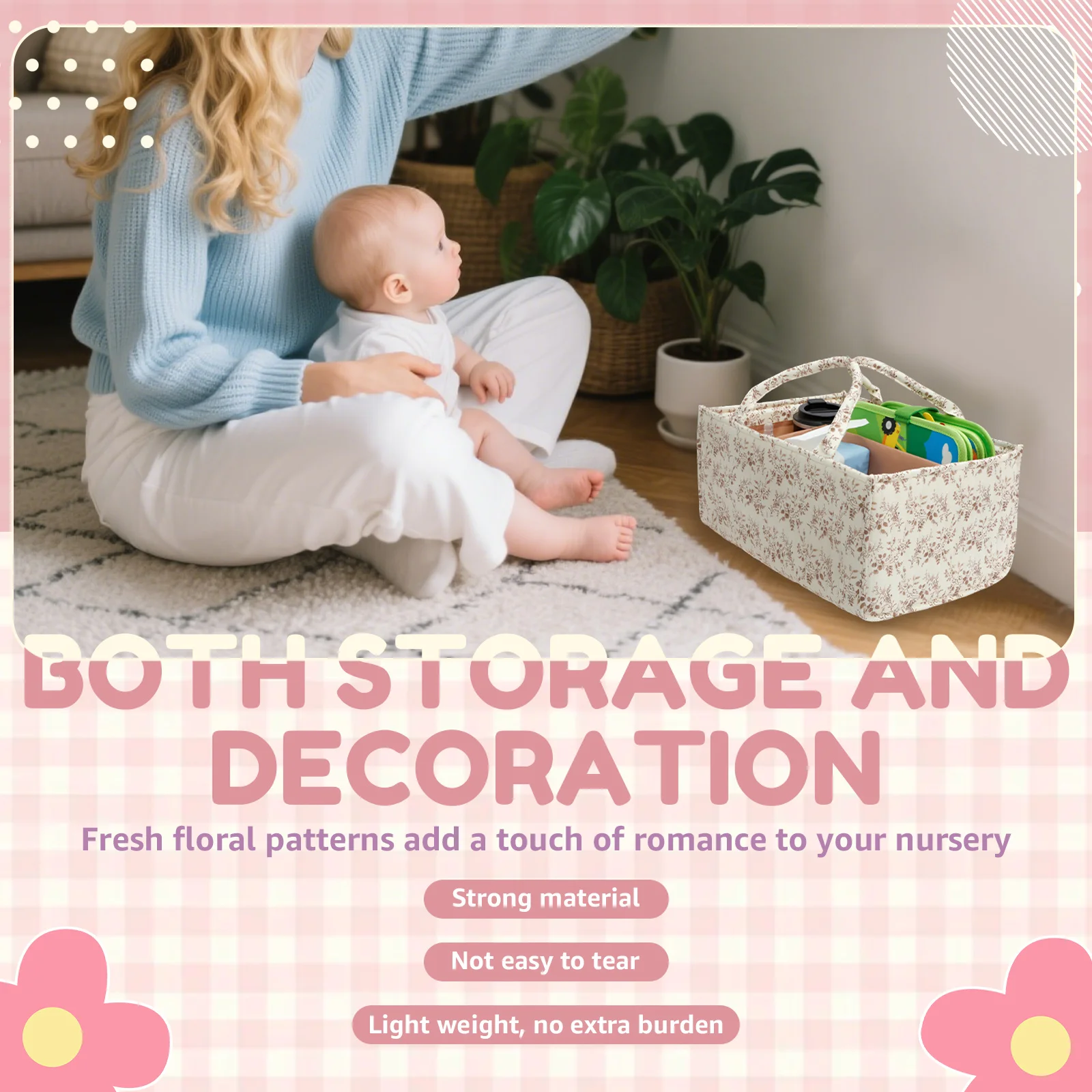 Floral Diaper Caddy Organizer  - Baby Nursery Organiser review and price