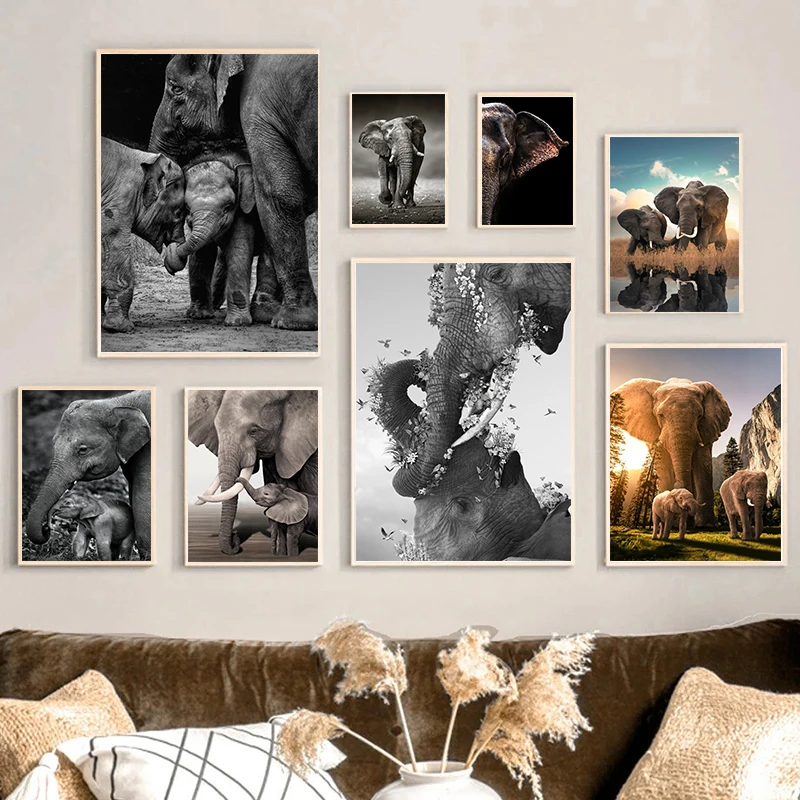 Wildlife Elephant Family Poste - Baby Nursery Images review and price