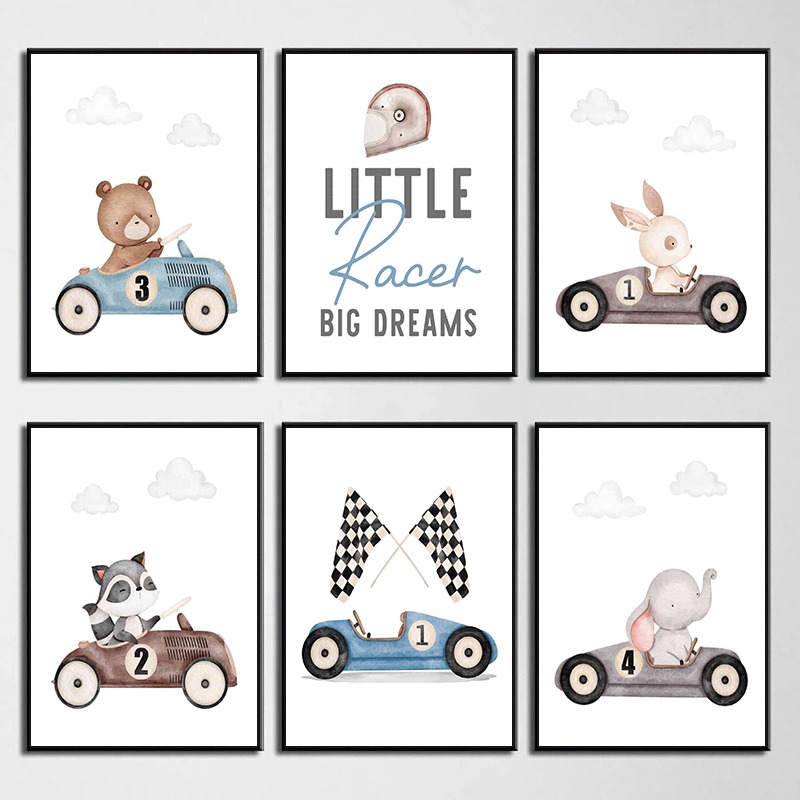 Vintage Racing Cars Animals Ra - Baby Nursery Vintage review and price